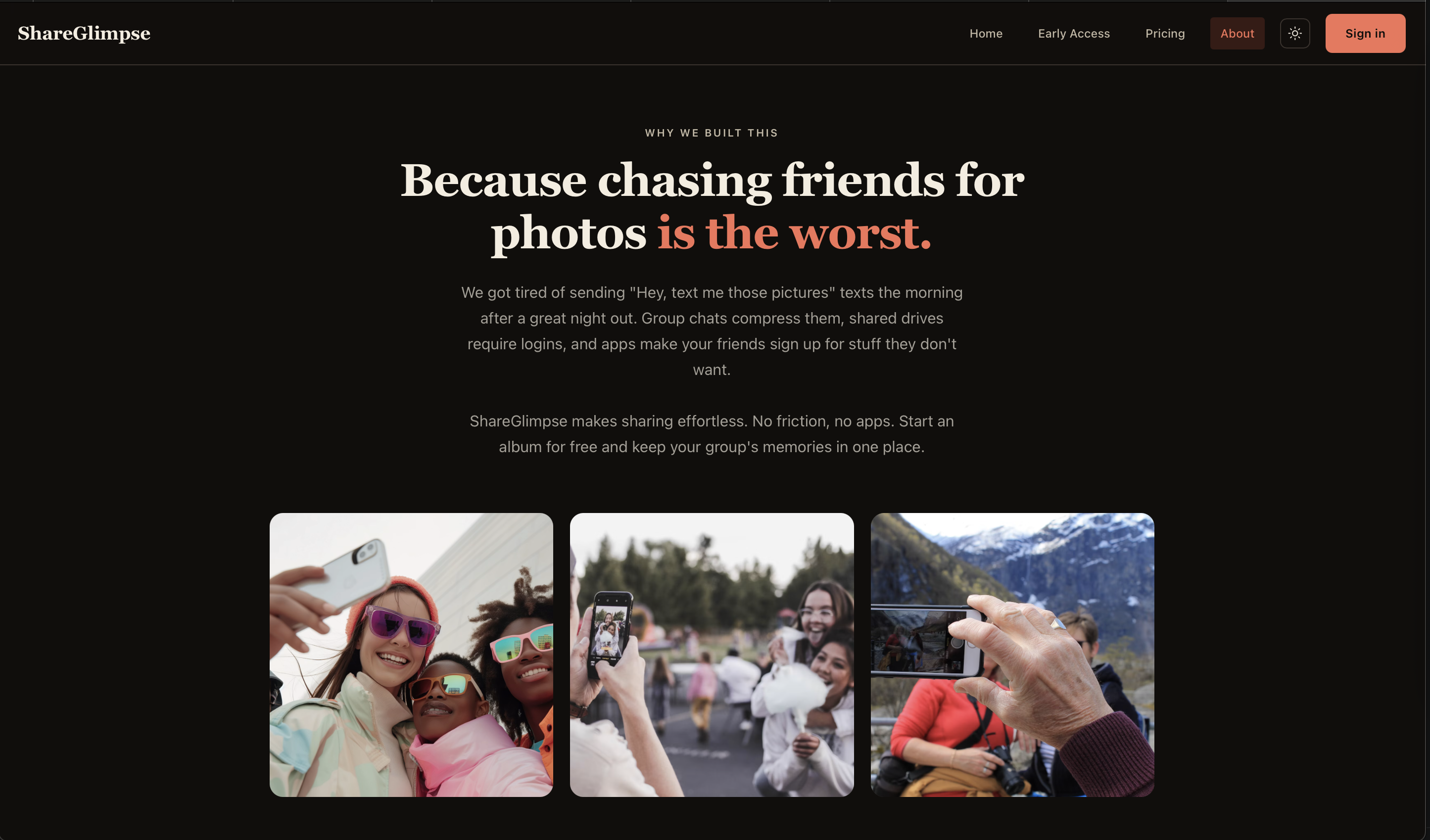 Website für ShareGlimpse